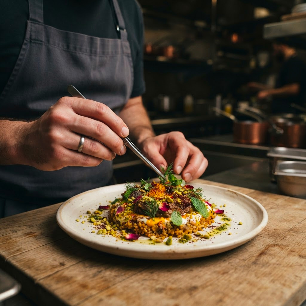Dressage d'un plat par le chef
